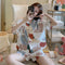 Img 5 - Summer Cardigan Pajamas Women Short Sleeve Shorts Korean Cartoon Loungewear Sets