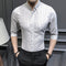 Img 6 - Striped Shirt Men Three-Quarter Length Sleeves Short Sleeve Korean Handsome Trendy Slim Look Summer Casual Men Shirt