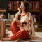 Pajamas Women Cotton Long Sleeved Korean Two-Piece Sets Loose Plus Size Outdoor Loungewear Sleepwear