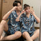 Couple Pajamas Summer Women Silk Men Casual Plus Size Short Sleeve Thin Loungewear Two-Piece Sets Sleepwear