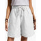 Img 3 - Summer Cotton Blend Elastic Waist Wide Leg Pants Pocket Loose Women Casual Shorts