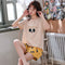 Summer Pajamas Women Short Sleeve Shorts Cotton Korean Loungewear Cartoon Thin Outdoor Sets Sleepwear