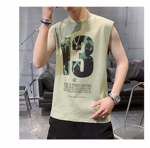 IMG 166 of Men Tank Top Trendy Hip-Hop Handsome Summer Young Sporty Vest Undershirt Tops Thin Printed te Tank Top