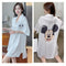 Adorable Shirt Pajamas Women Summer Long Sexy Silk Pyjamas Short Sleeve Thin Korean Boyfriend Loose Outdoor Sleepwear