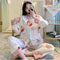 IMG 162 of Popular Streaming Pajamas Women Lapel Cotton Long Sleeved Trendy Western Cardigan Loungewear Sets Sleepwear