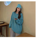 IMG 112 of Blue oversizeSweatshirt Women Loose bfLazy insLong Sleeved Tops Thin Outerwear