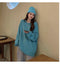 IMG 112 of Blue oversizeSweatshirt Women Loose bfLazy insLong Sleeved Tops Thin Outerwear