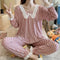 ins Women Pajamas Sleeve Length Pants Adorable Korean Cartoon Printed Casual Loungewear Sleepwear