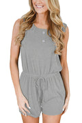 Img 6 - Women Europe Trendy Round-Neck Sleeveless Casual Button Strap One-Piece Shorts