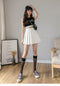 IMG 104 of Elastic Waist Pleated Women White Skirt High A-Line Slim Look Korean Chequered Shorts