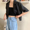 IMG 120 of Korean Short Blazer Summer Hong Kong High Waist Sleeve Suit Women Student Thin Outerwear
