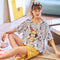 Cotton Pajamas Women Summer Short Sleeve Two-Piece Sets Cartoon Outdoor Casual Student Loungewear Sleepwear