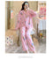 IMG 120 of Popular Streaming Pajamas Women Lapel Cotton Long Sleeved Trendy Western Cardigan Loungewear Sets Sleepwear