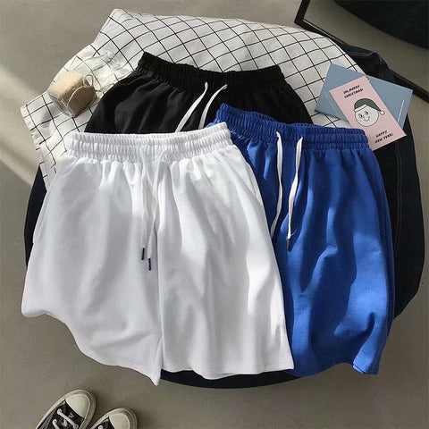 Img 3 - Running Shorts Men Summer Japanese Solid Colored Minimalist Thin Women Couple Loose Mid-Length Beach Pants