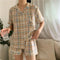 Pajamas Women Summer Short Sleeve Fresh Looking Cardigan Lapel Sets Loungewear Sleepwear