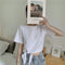 IMG 123 of Summer Korean Trendy High Waist Short Sleeve Solid Colored Feminine T-Shirt Women T-Shirt