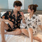 Img 2 - Couple Pajamas Summer Women Silk Men Casual Plus Size Short Sleeve Thin Loungewear Two-Piece Sets