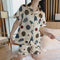 Pajamas Women Summer Short Sleeve Ice Silk Korean Cardigan Adorable Thin Sets Replica Loungewear Pants