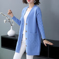Img 3 - Plus Size Cardigan Sweater Women Mid-Length Loose All-Matching Matching Knitted