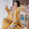 Pyjamas Summer Women Cotton Thin Pajamas Sleeve Length Pants Strap Three-Piece Loungewear Sleepwear