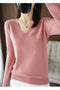 IMG 131 of Women Pullover Slim Look Solid Colored Long Sleeved V-Neck Undershirt Sweater Outerwear