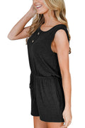 IMG 119 of Women Europe Trendy Round-Neck Sleeveless Casual Button Strap One-Piece Shorts