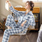 Img 3 - Cardigan Pajamas Women Lapel Long Sleeved Loungewear Student Sweet Look Cartoon Two-Piece Sets