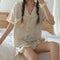 Img 4 - Chequered Pajamas Women Summer insAdorable Japanese Teens Casual Student Loungewear Two-Piece Sets