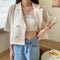 IMG 110 of Korean Short Blazer Summer Hong Kong High Waist Sleeve Suit Women Student Thin Outerwear