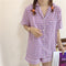 IMG 123 of Summer Chequered Pajamas Women Short Sleeve Lapel Cardigan Korean Sweet Look Student Loungewear Cartoon Sleepwear