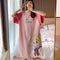 Img 3 - Pyjamas Women Summer Thin Cotton Short Sleeve Mid-Length Pajamas Student Adorable Cartoon Plus Size Pregnant Woman