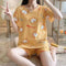 Pajamas Women Summer Short Sleeve Shorts Cartoon Casual Outdoor Round-Neck Loungewear Sets Sleepwear