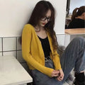 Img 4 - Hong Kong Vintage Knitted CardiganV-Neck Solid Colored Slim-Look Casual Tops Long Sleeved Thin Women Sweater