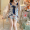 Summer Pajamas Women Silk Korean Strap Cartoon Adorable Casual Loungewear Sets Sleepwear