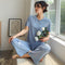 Pajamas Women Summer Silk Short Sleeve Student isn Korean Thin Loose Plus Size Home Outdoor Sleepwear