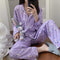 INSKorean Teens Long Sleeved Chequered Loungewear Two-Piece Sets Cotton Adorable Casual Pajamas Outdoor Sleepwear