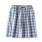Img 5 - Japanese Chequered Pajamas Pants Men Summer Cotton Double Layer Thin Bermuda Shorts Beach Home