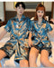 IMG 130 of Couple Pajamas insTrendy Korean Short Sleeve Silk Two-Piece Sets Cartoon Printed Thin Loungewear Sleepwear