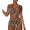 Swimsuit Women Europe High Waist Two Piece Sexy Cross Leopard Stripes Bikini Swimwear