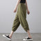 IMG 146 of Plus Size Women Pants Cultural Style Cotton Wide Leg All-Matching Art Slim Look Harem Ankle-Length Pants