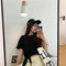 IMG 120 of Summer Korean Trendy High Waist Short Sleeve Solid Colored Feminine T-Shirt Women T-Shirt