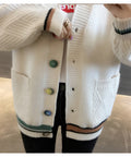 IMG 105 of Women Trendy Matching Knitted Cardigan Short Korean Loose Sweater Long Sleeved Outerwear