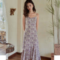 Img 4 - French Vintage Floral Dress Women Summer Korean Petite Sleeveless Mid-Length Slip Dress