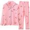 Cardigan Pajamas Women Lapel Long Sleeved Loungewear Student Sweet Look Cartoon Two-Piece Sets Sleepwear