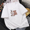 White Printed Short Sleeve T-Shirt Women INS Summer Tops Loose Korean Couple Half Sleeved T-Shirt