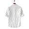 Img 4 - Cotton Blend Shirt Soft Breathable Summer Flaxen Three-Quarter Length Sleeves Solid Colored