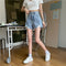 IMG 109 of Korean Denim Shorts Women Loose Ripped A-Line Wide Leg Hot Pants Shorts