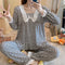 ins Women Pajamas Sleeve Length Pants Adorable Korean Cartoon Printed Casual Loungewear Sleepwear