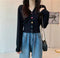 IMG 112 of V-Neck Colourful Button Cardigan Short Long Sleeved Korean Sweater Women Elegant Sweet Look Tops Outerwear