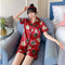 IMG 111 of Summer insShort Replica Women Pajamas Outdoor Silk Pants Sets Sweet Look Cardigan Loungewear Sleepwear